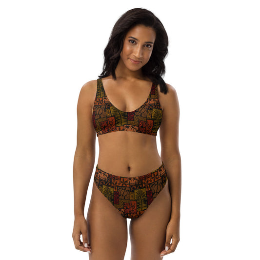 Moku Malihini on black Recycled high-waisted bikini