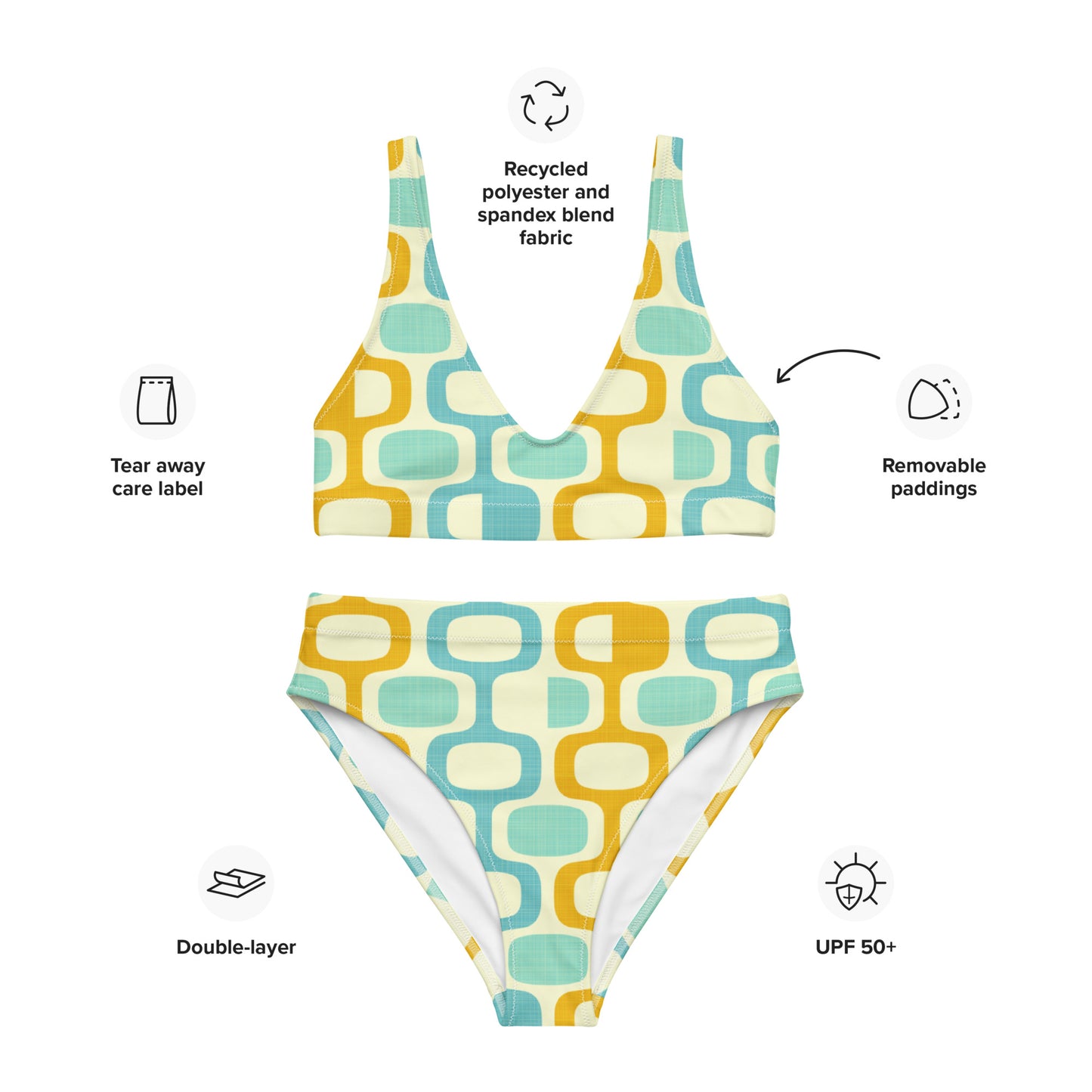 Marigold Lagoon Whatco Recycled high-waisted bikini