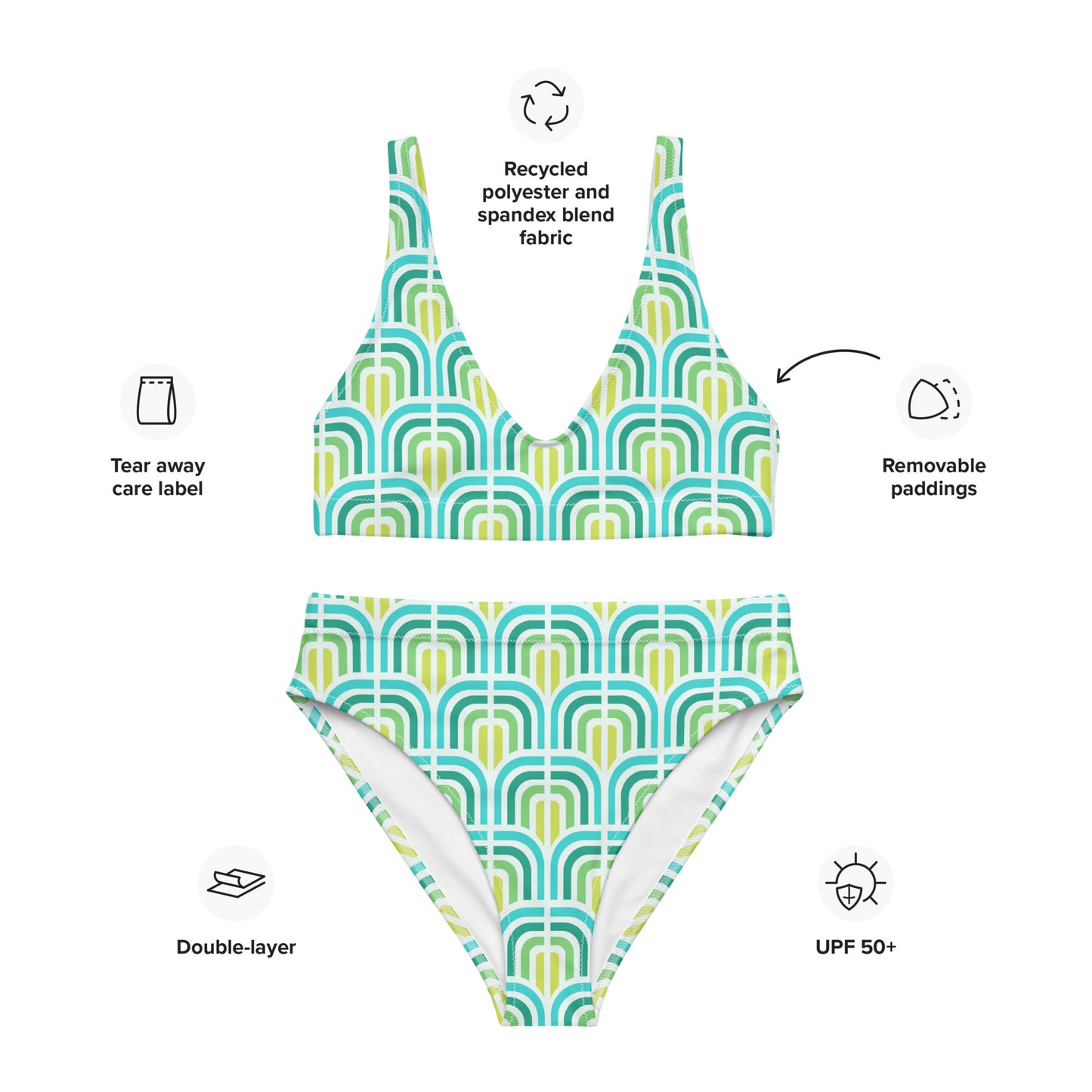 '77 Hustle Sea Garden Recycled high-waisted bikini
