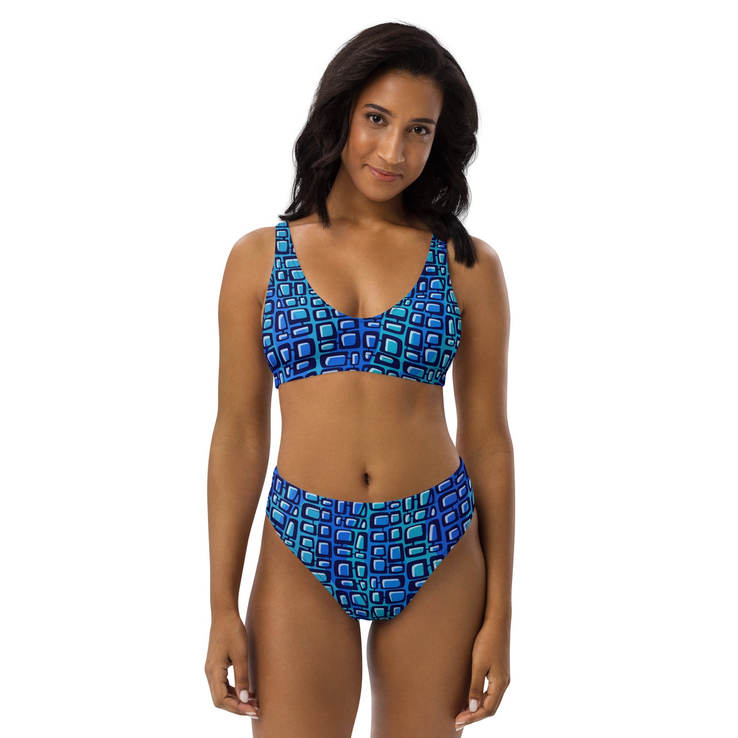 Deep Tiki Wave Recycled high-waisted bikini