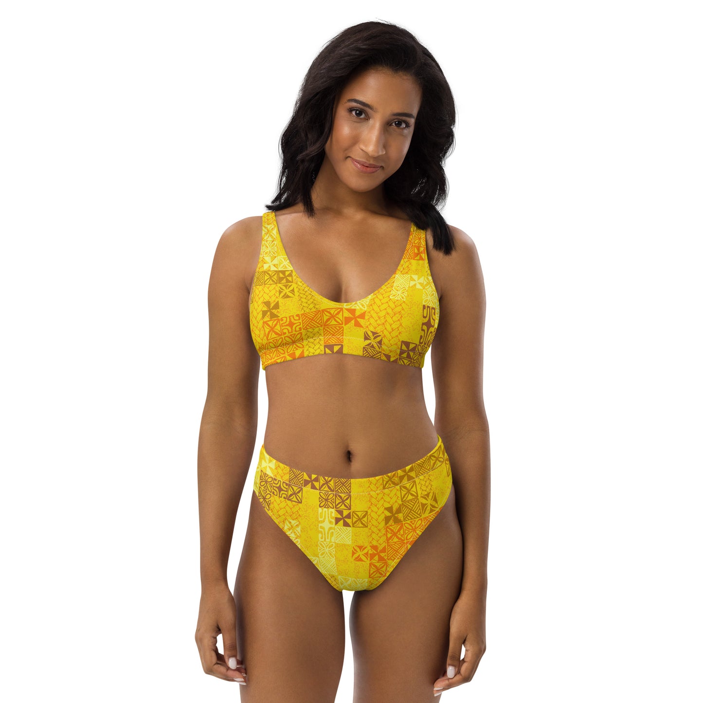 Yellow Tapa Tuesday Recycled high-waisted bikini