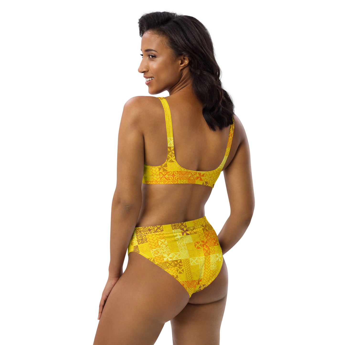 Yellow Tapa Tuesday Recycled high-waisted bikini