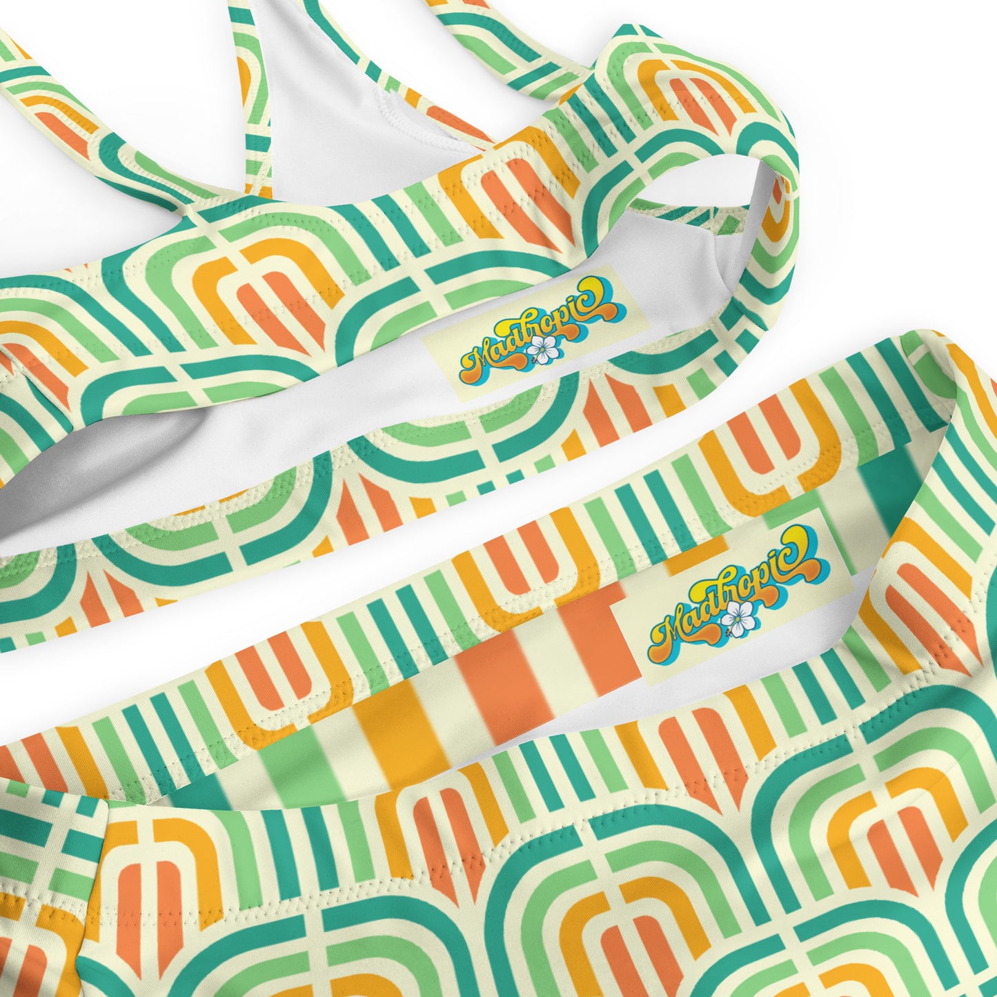 '77 Hustle Aqua Sunrise Recycled high-waisted bikini