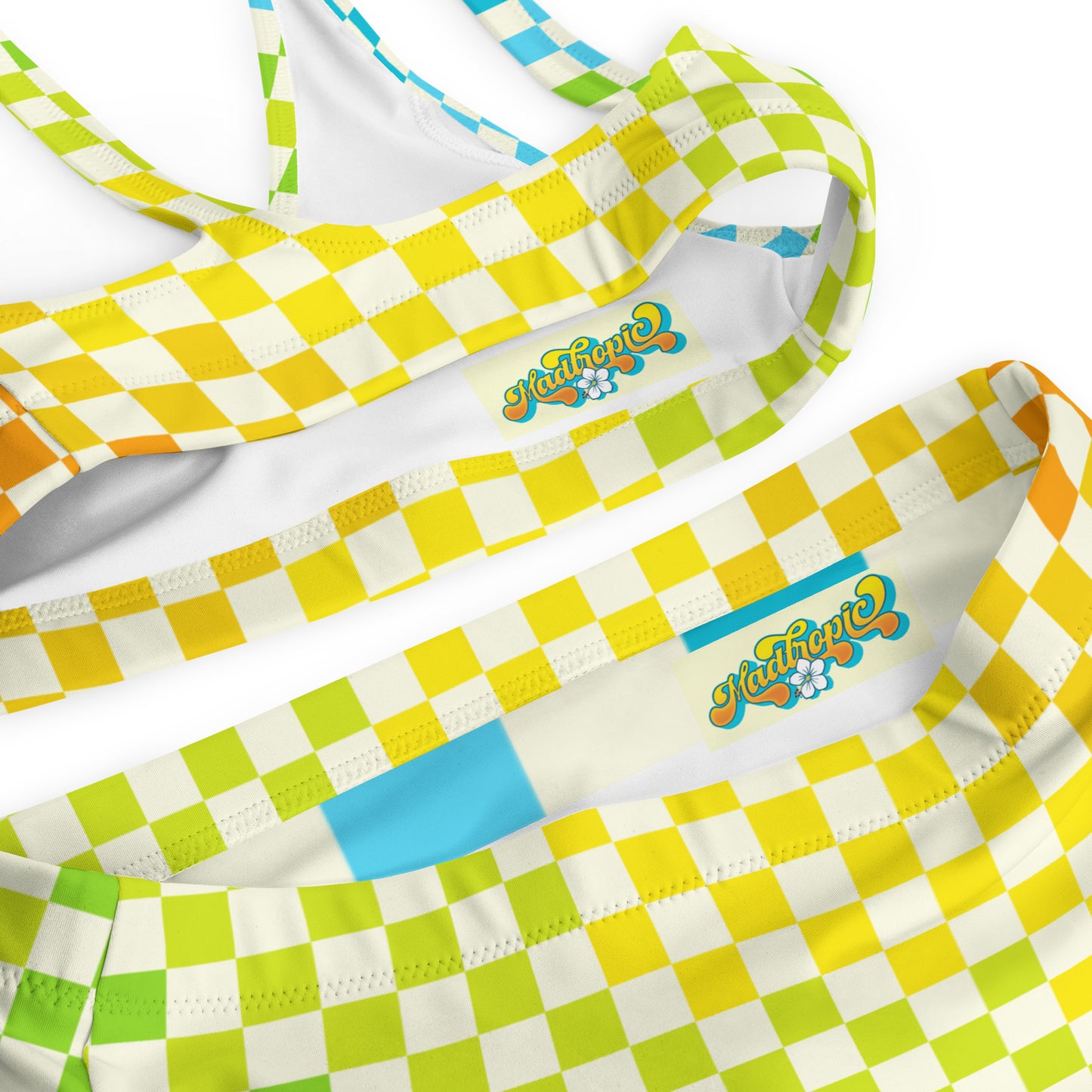 Warm & Cool Check Recycled high-waisted bikini