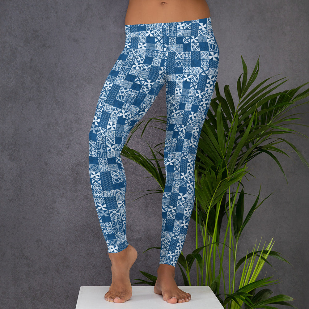 Classic Oceanic Blue Tapa Leggings - The Mad Tropic