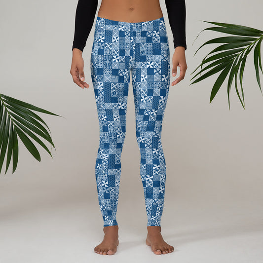 Classic Oceanic Blue Tapa Leggings - The Mad Tropic