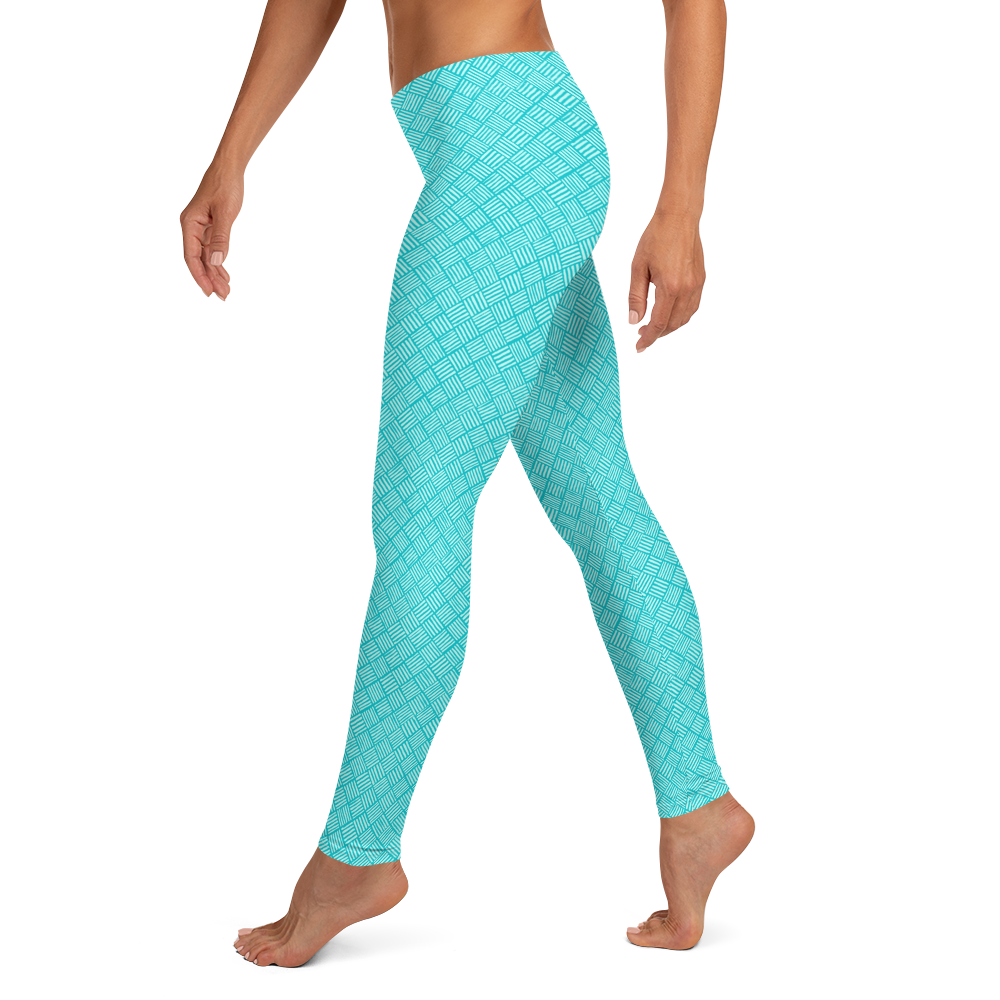 Horizontal Weave Turquoise Leggings - The Mad Tropic