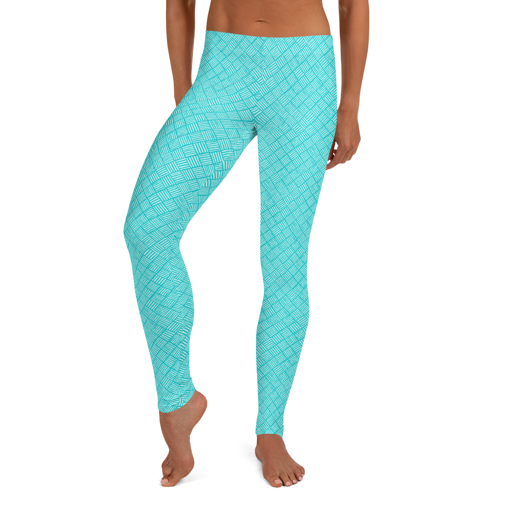 Horizontal Weave Turquoise Leggings - The Mad Tropic
