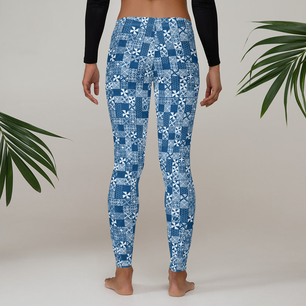 Classic Oceanic Blue Tapa Leggings - The Mad Tropic