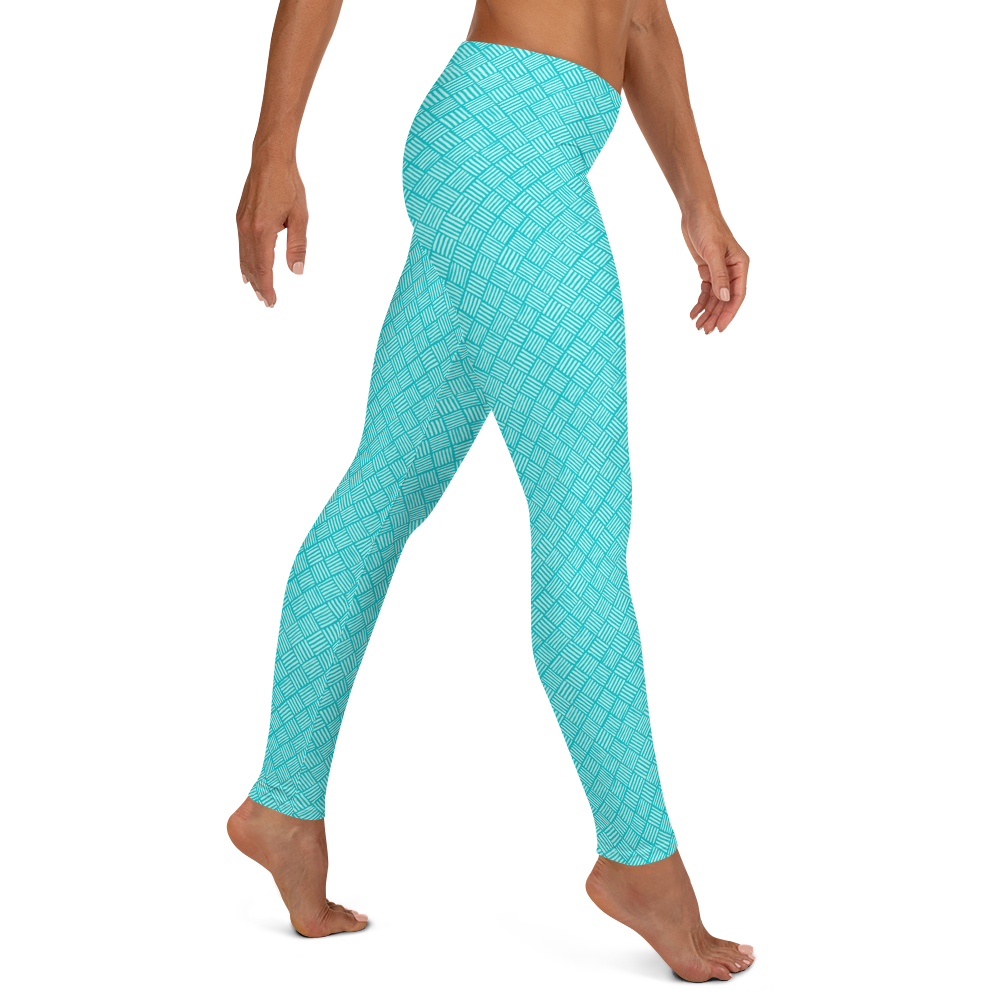 Horizontal Weave Turquoise Leggings - The Mad Tropic