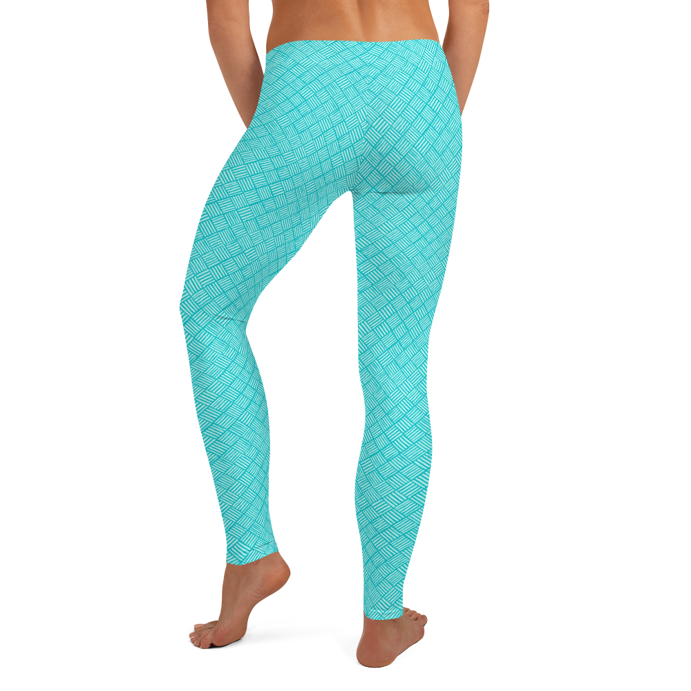 Horizontal Weave Turquoise Leggings - The Mad Tropic