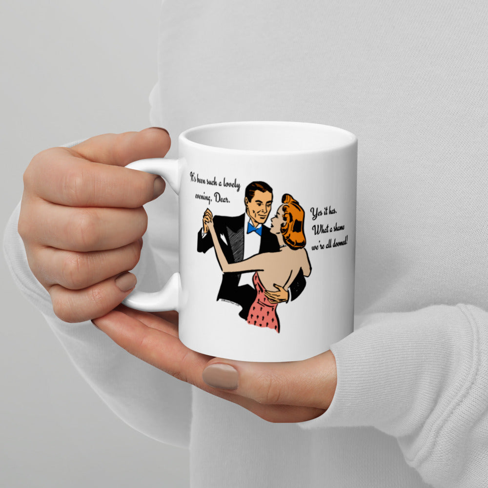 Dancing Doom White glossy mug