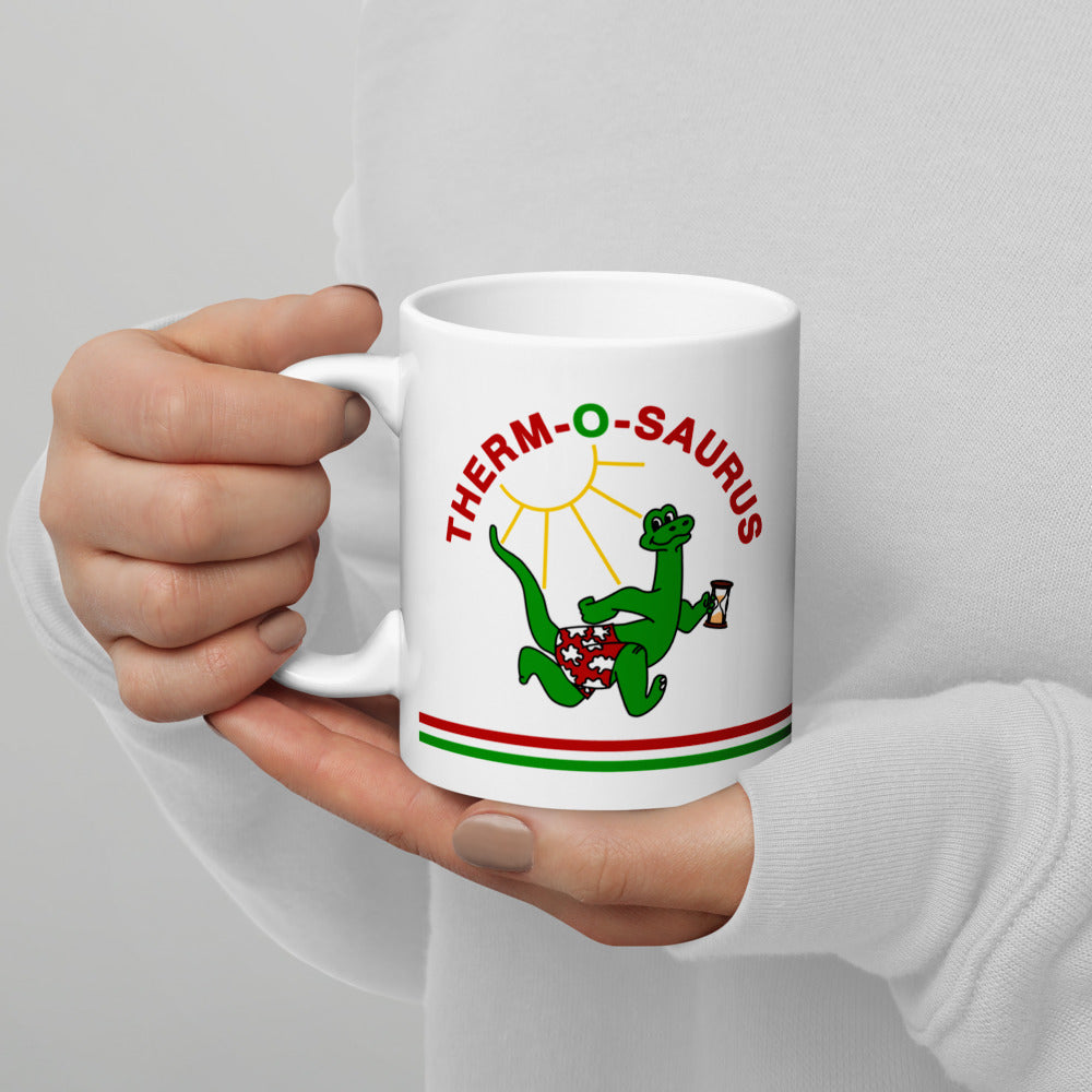 Therm-o-saurus White glossy mug