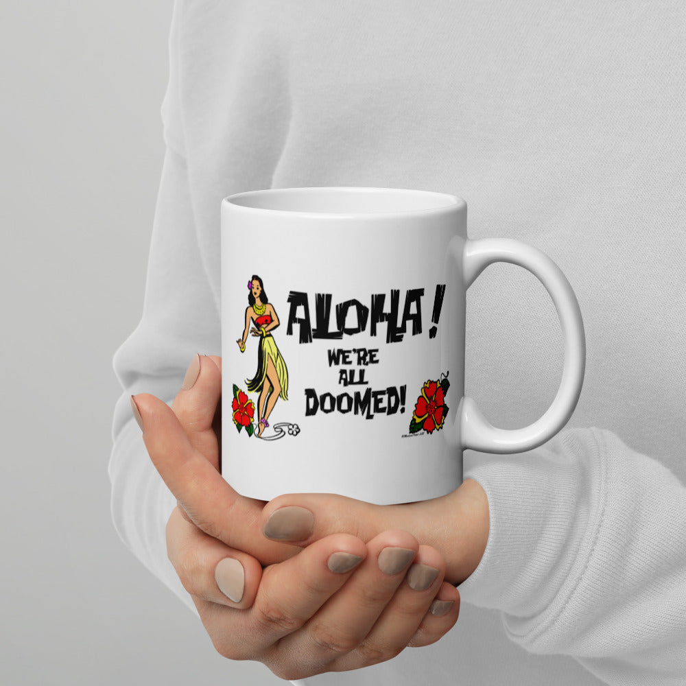 Aloha Doom! White glossy mug