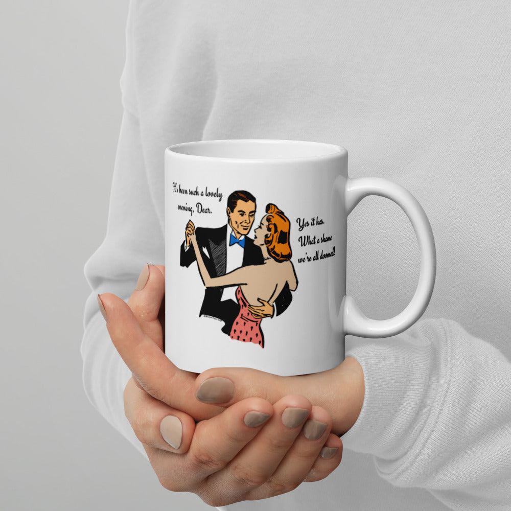 Dancing Doom White glossy mug