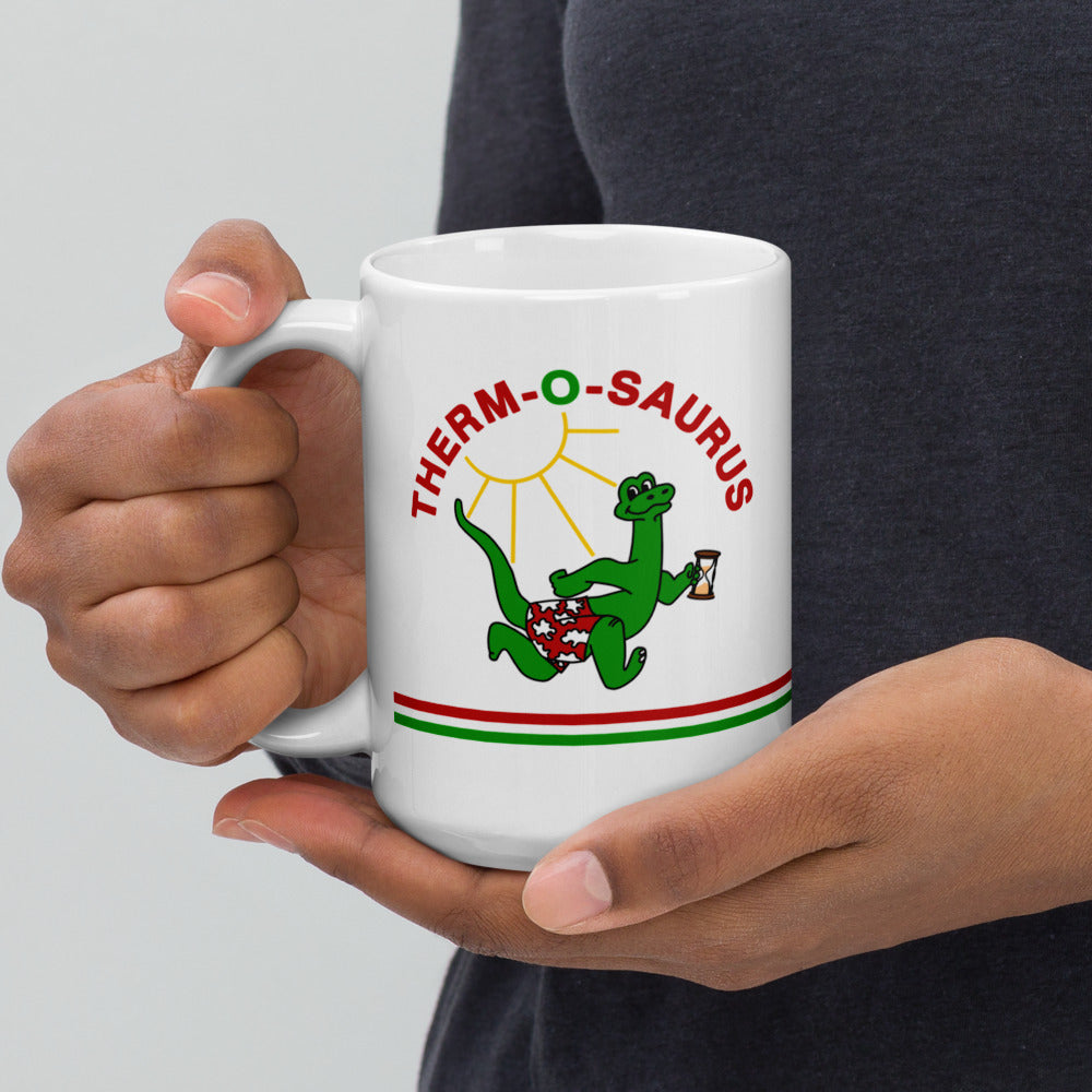 Therm-o-saurus White glossy mug - The Mad Tropic