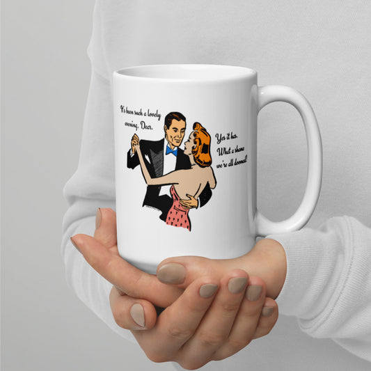 Dancing Doom White glossy mug