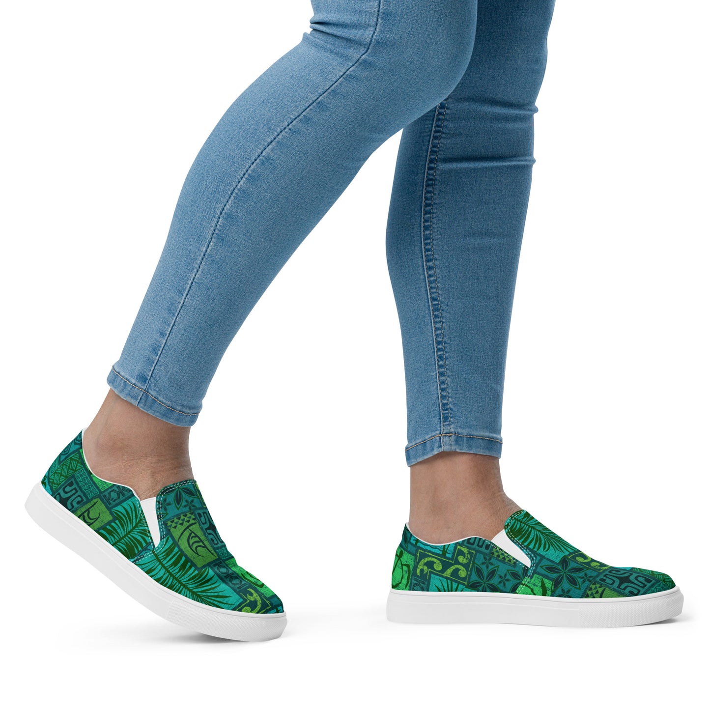 Moku Malihini Green, Women’s slip-on canvas shoes