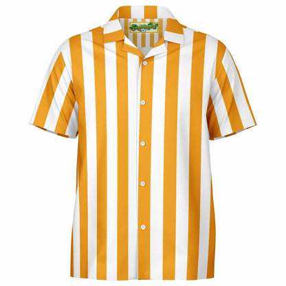 'Beachboy Orange' Striped Short Sleeve Button-Down Shirt