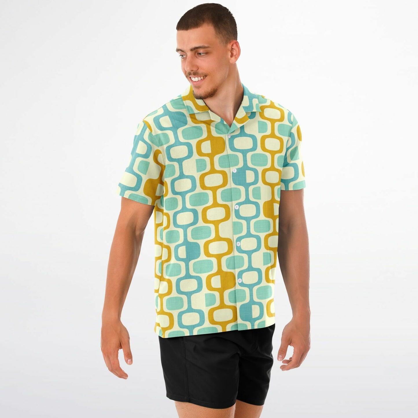 'Whatco Marigold Lagoon' Short Sleeve Button-Down Shirt