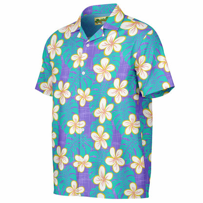 'Ube Blue' Short Sleeve Button-Down Shirt