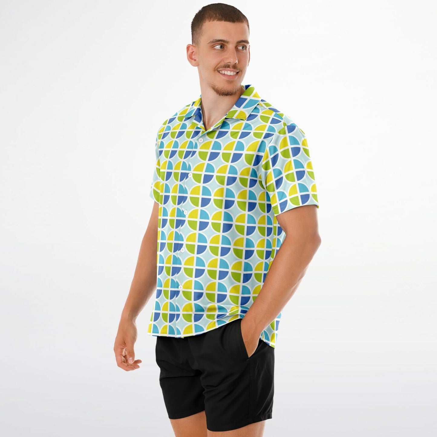 "A View From Up The Coast" Short Sleeve Button-Down Shirt