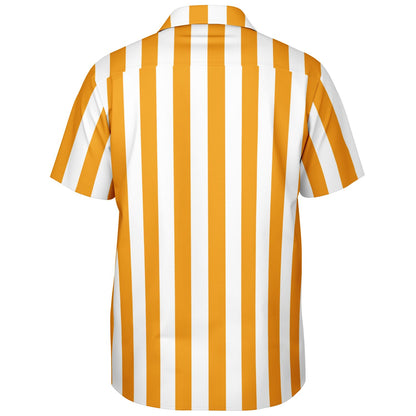 'Beachboy Orange' Striped Short Sleeve Button-Down Shirt