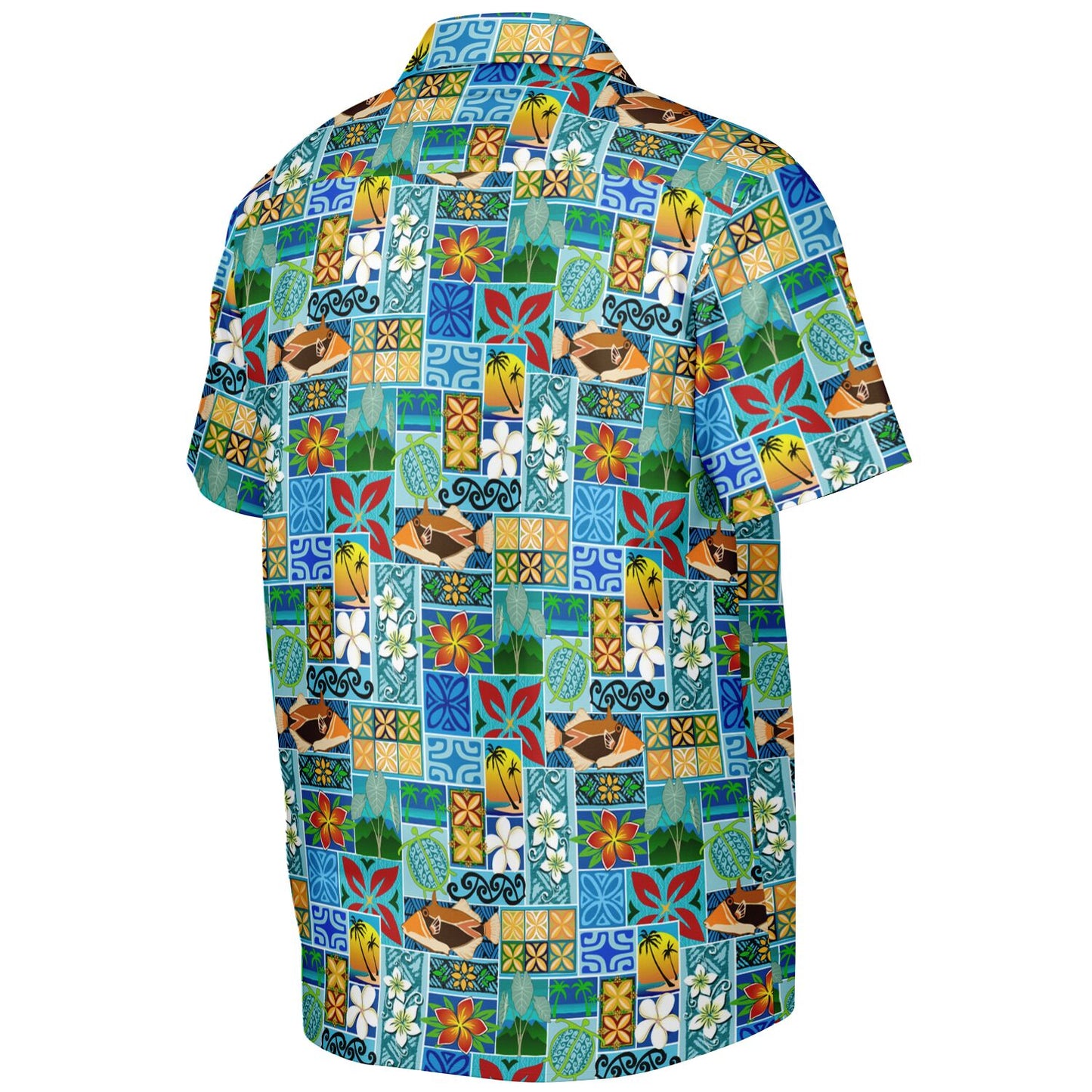 New Hawaiian Motif Short Sleeve Button-Down Shirt