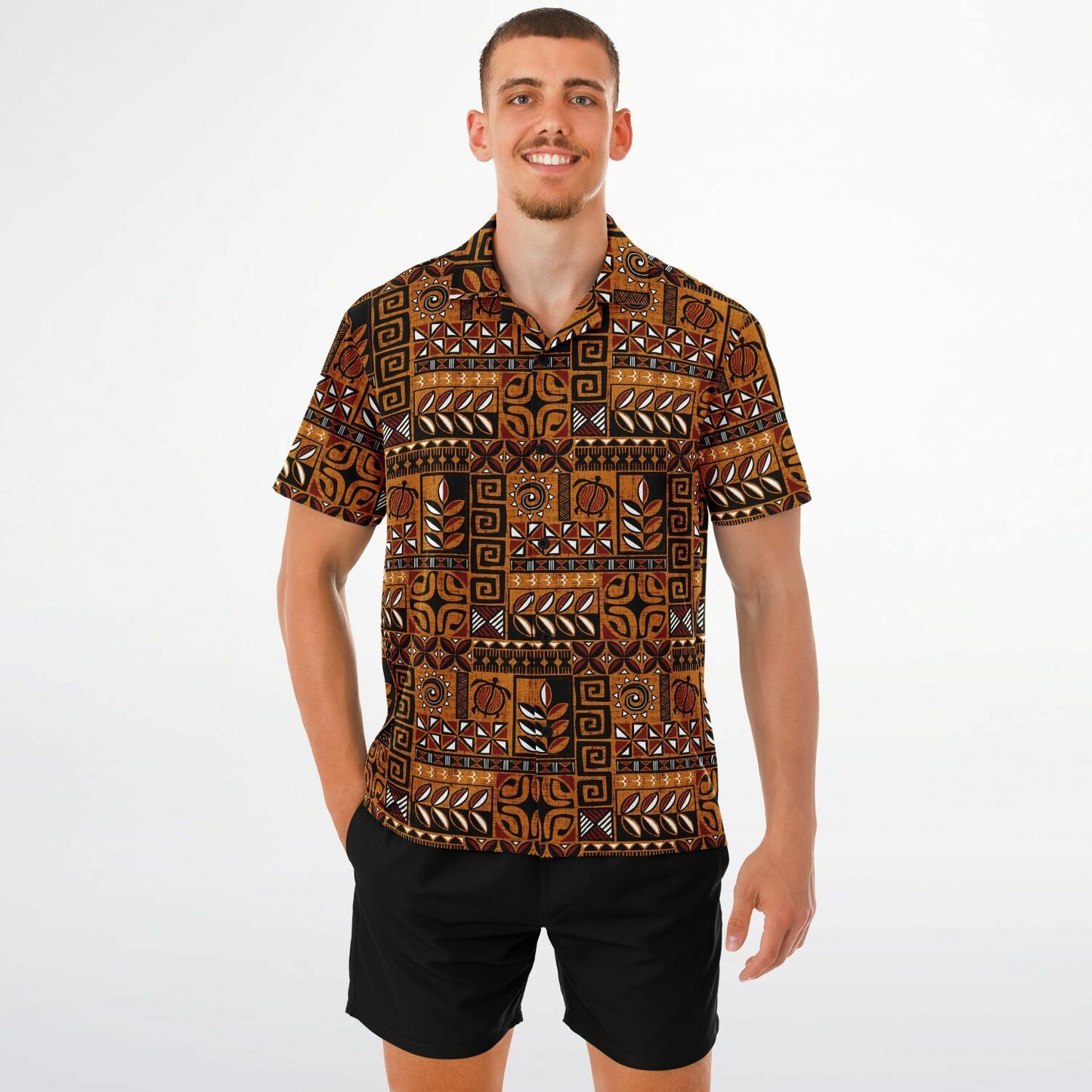 'Polynesie Pop' Short Sleeve Button-Down Shirt