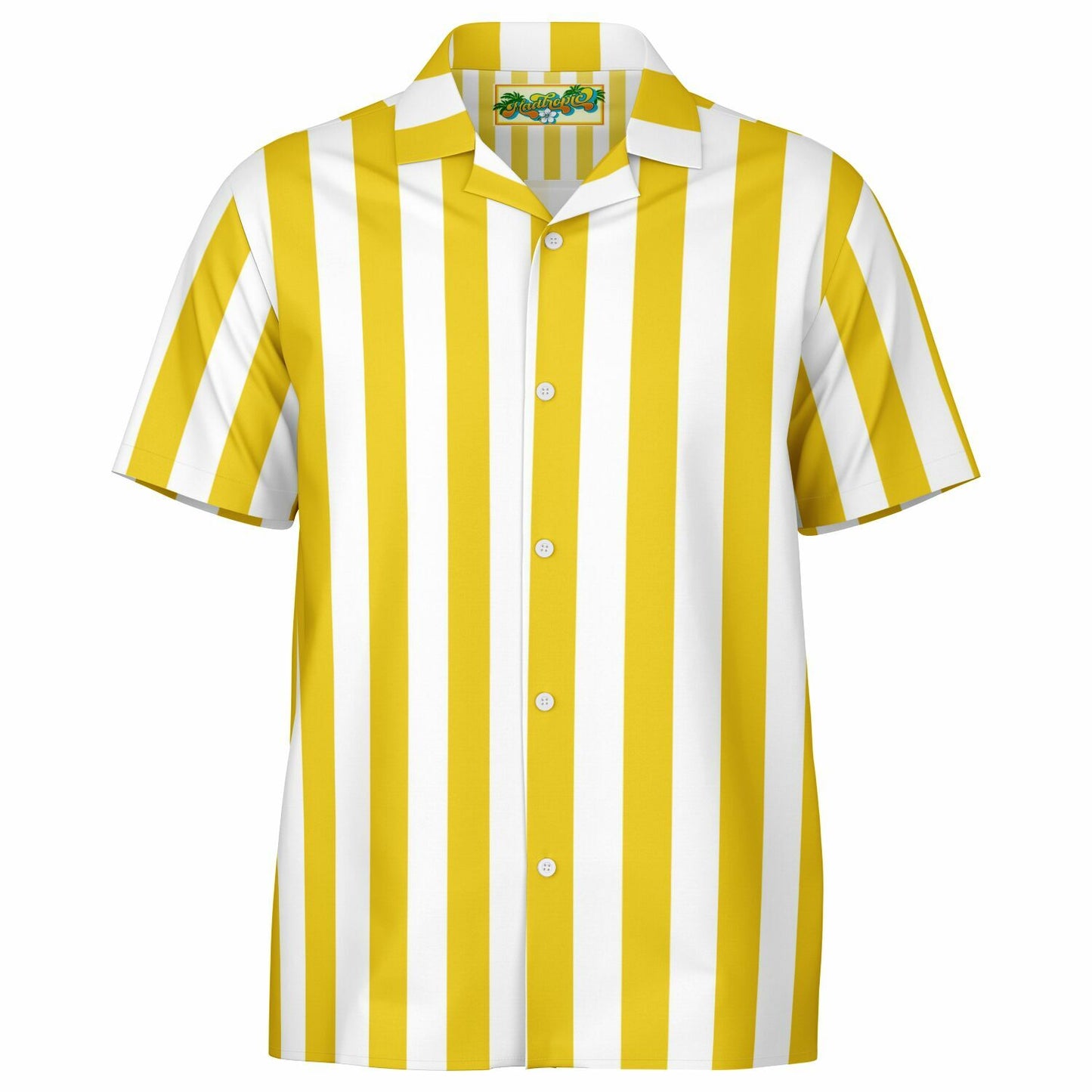 Beachboy Yellow Striped Short Sleeve Button-Down Shirt