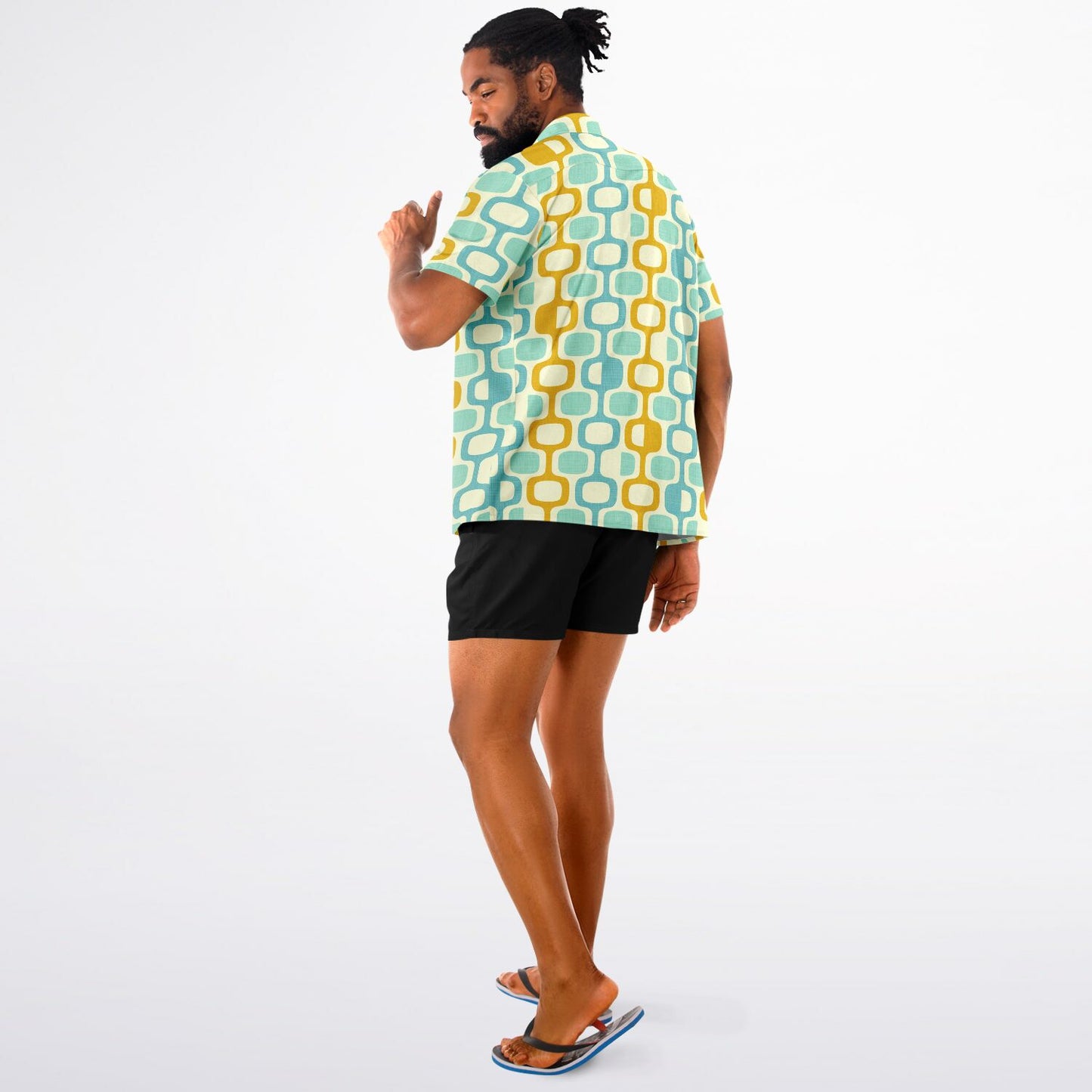 'Whatco Marigold Lagoon' Short Sleeve Button-Down Shirt