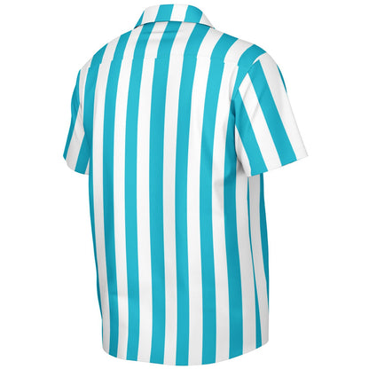 'Beachboy Caribbean Blue' Striped Short Sleeve Button-Down Shirt