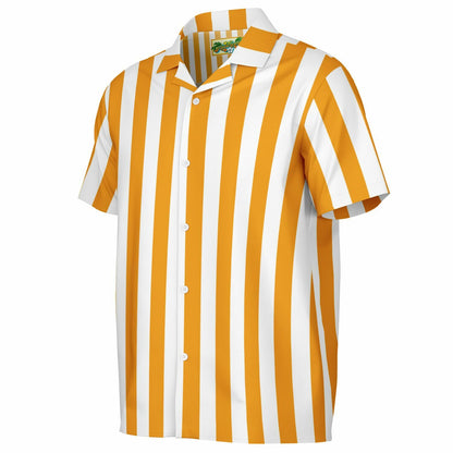 'Beachboy Orange' Striped Short Sleeve Button-Down Shirt