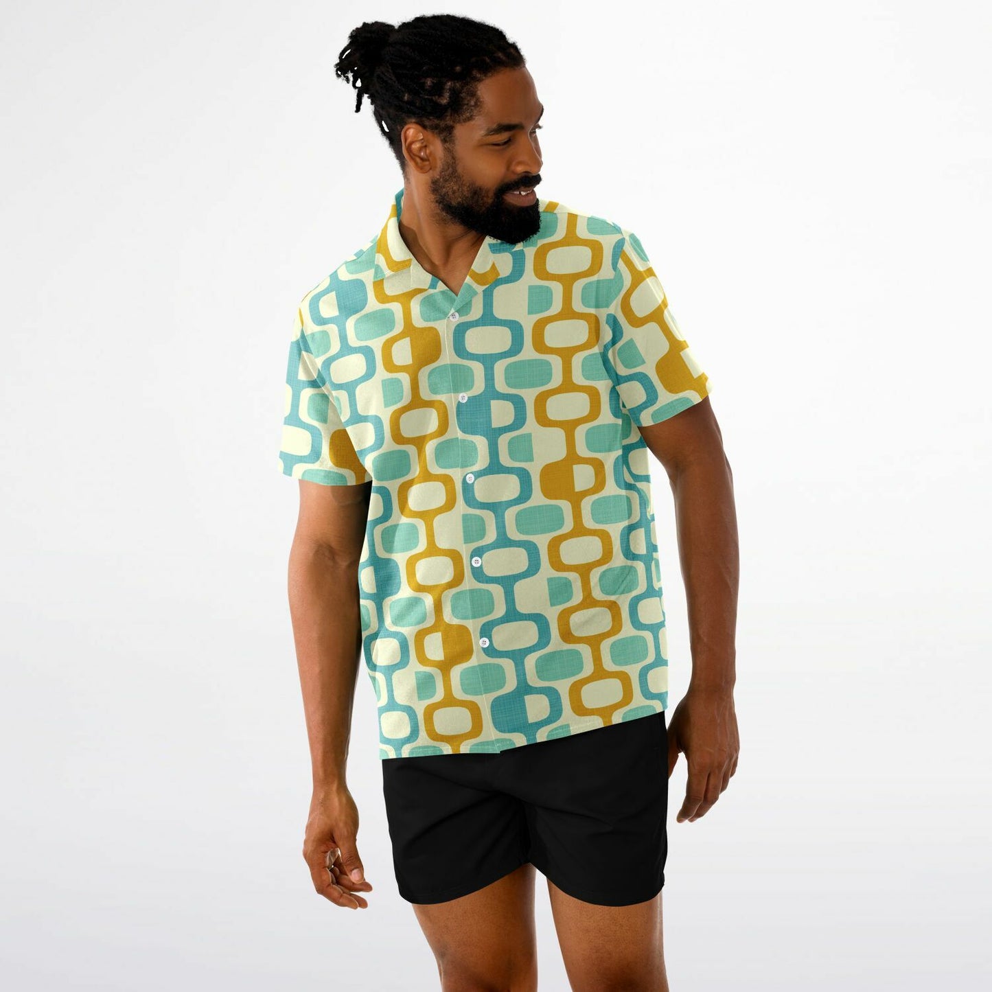 'Whatco Marigold Lagoon' Short Sleeve Button-Down Shirt