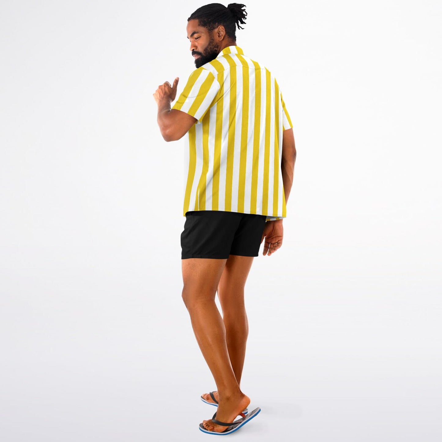 Beachboy Yellow Striped Short Sleeve Button-Down Shirt