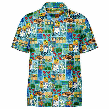 New Hawaiian Motif Short Sleeve Button-Down Shirt