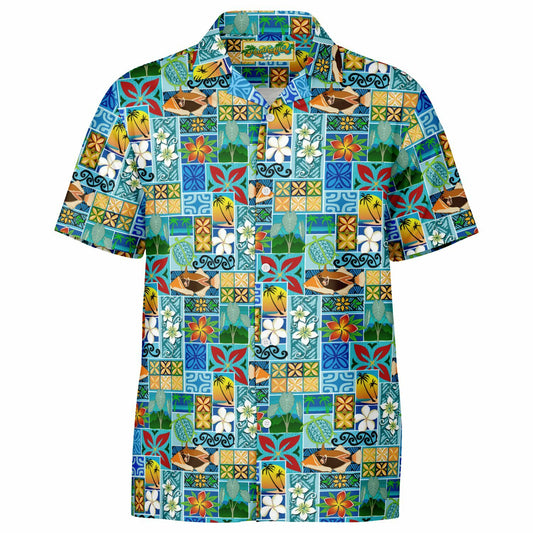 New Hawaiian Motif Short Sleeve Button-Down Shirt