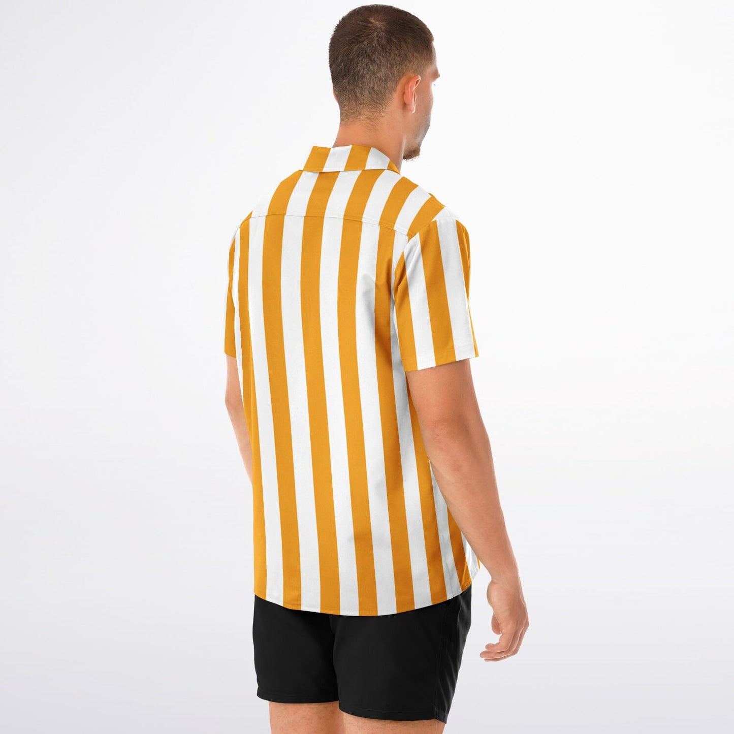 'Beachboy Orange' Striped Short Sleeve Button-Down Shirt