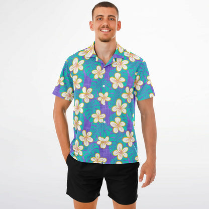 'Ube Blue' Short Sleeve Button-Down Shirt