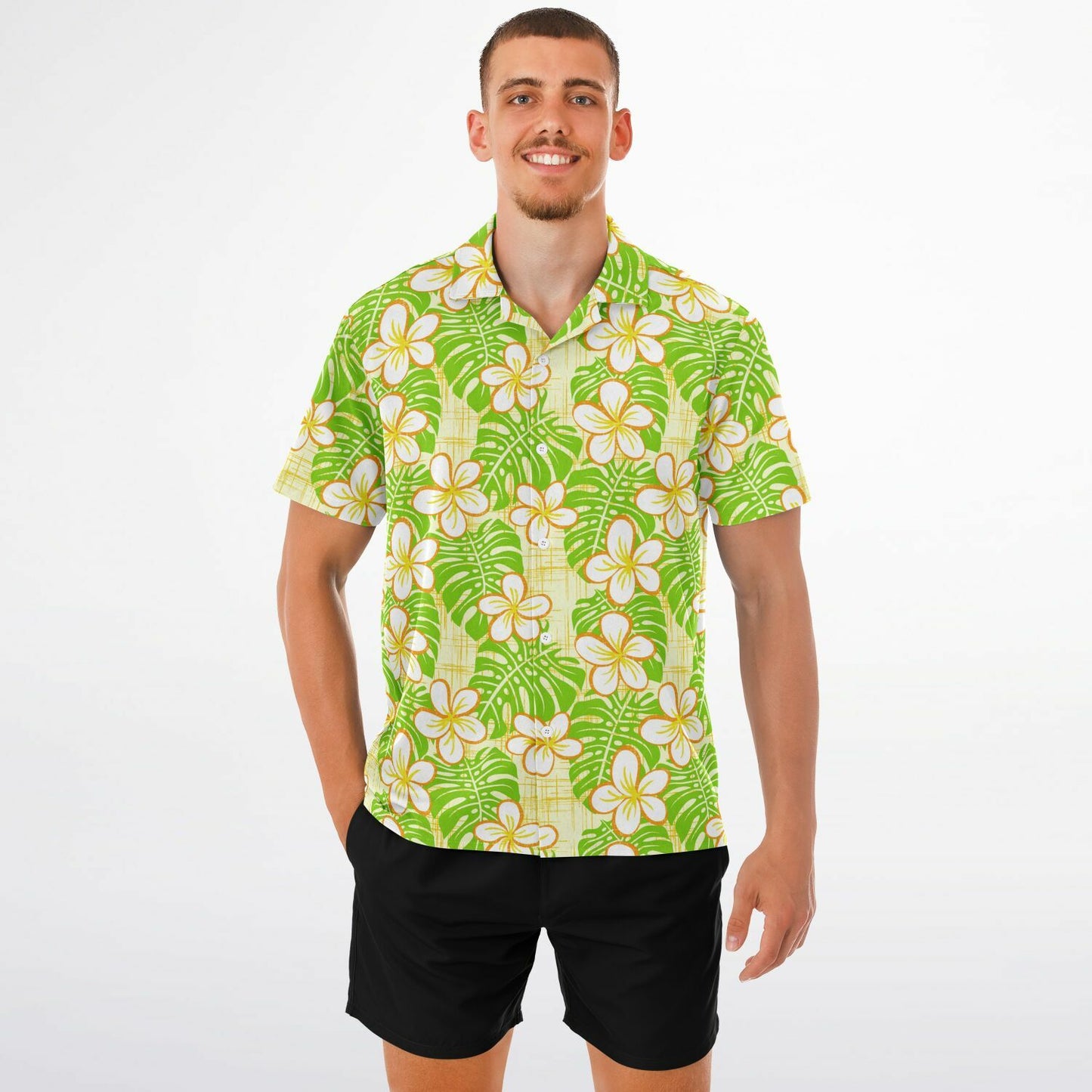 'Summer Beach' Short Sleeve Button-Down Shirt