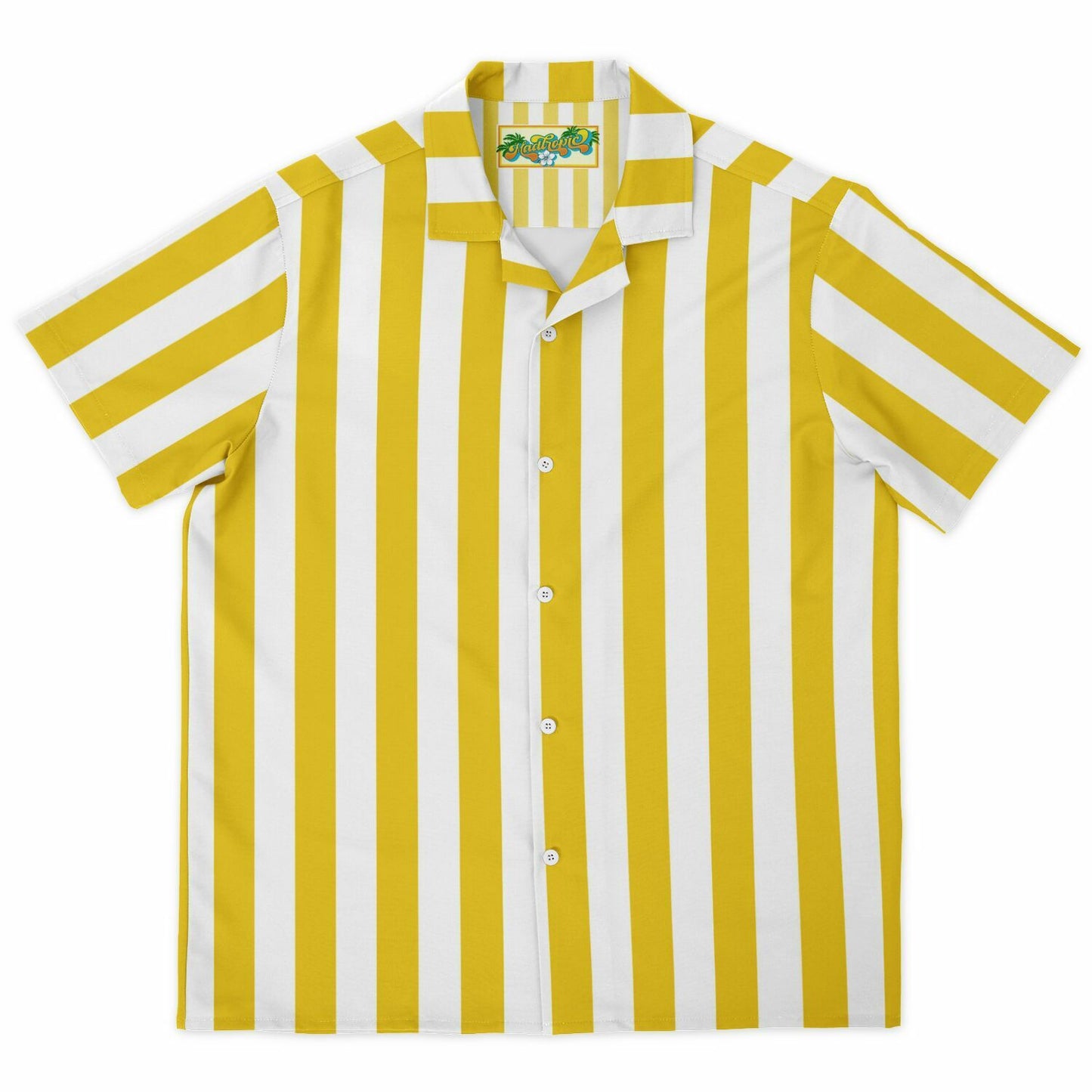 Beachboy Yellow Striped Short Sleeve Button-Down Shirt