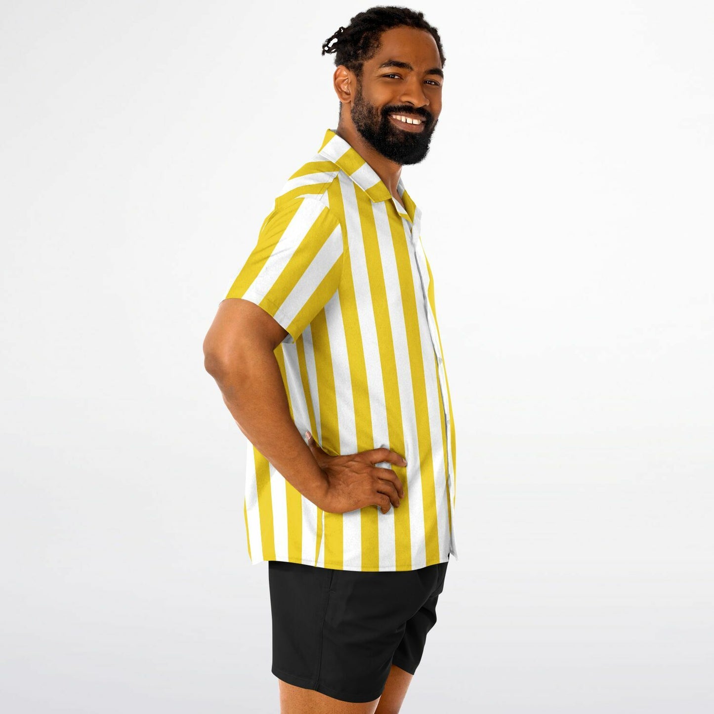 Beachboy Yellow Striped Short Sleeve Button-Down Shirt