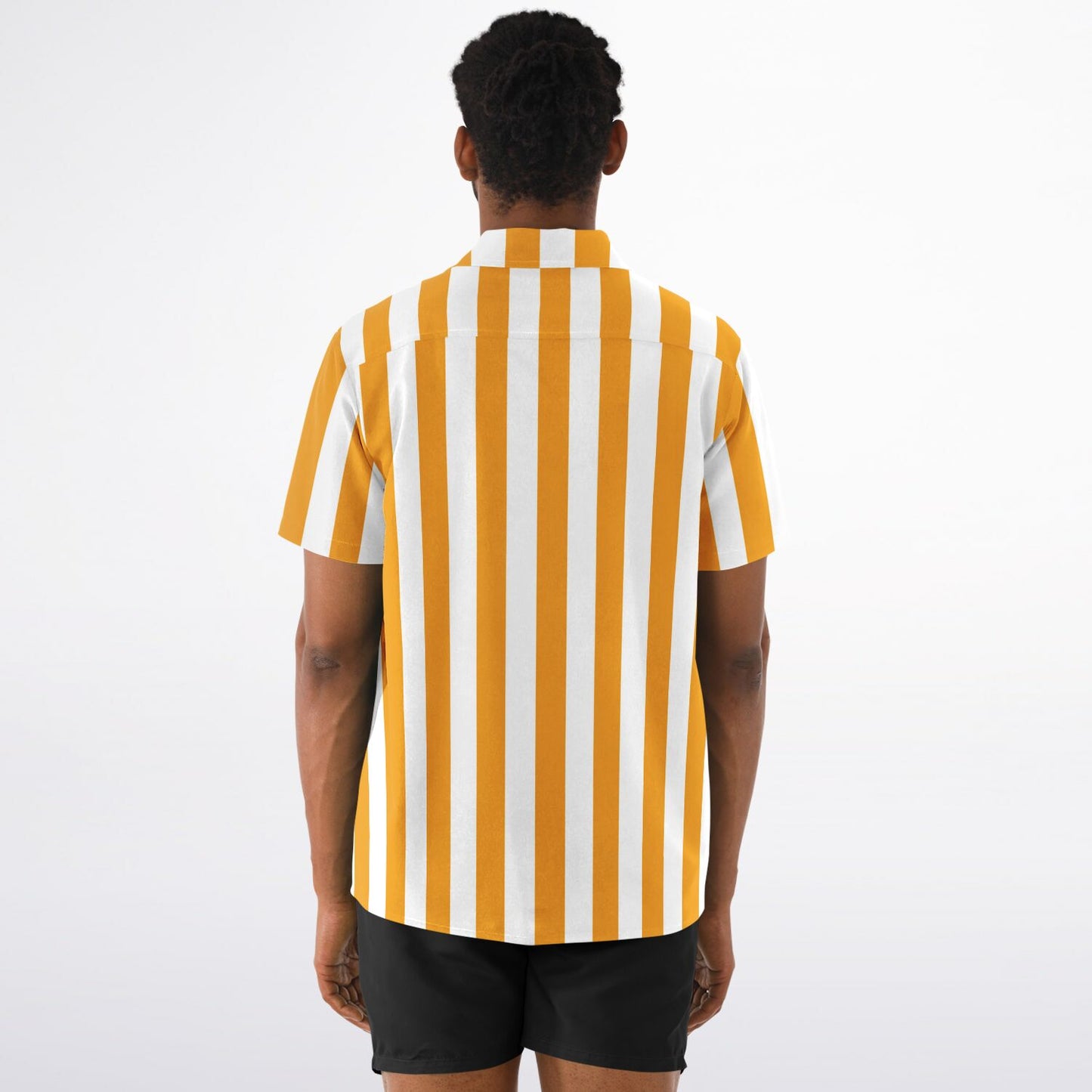 'Beachboy Orange' Striped Short Sleeve Button-Down Shirt