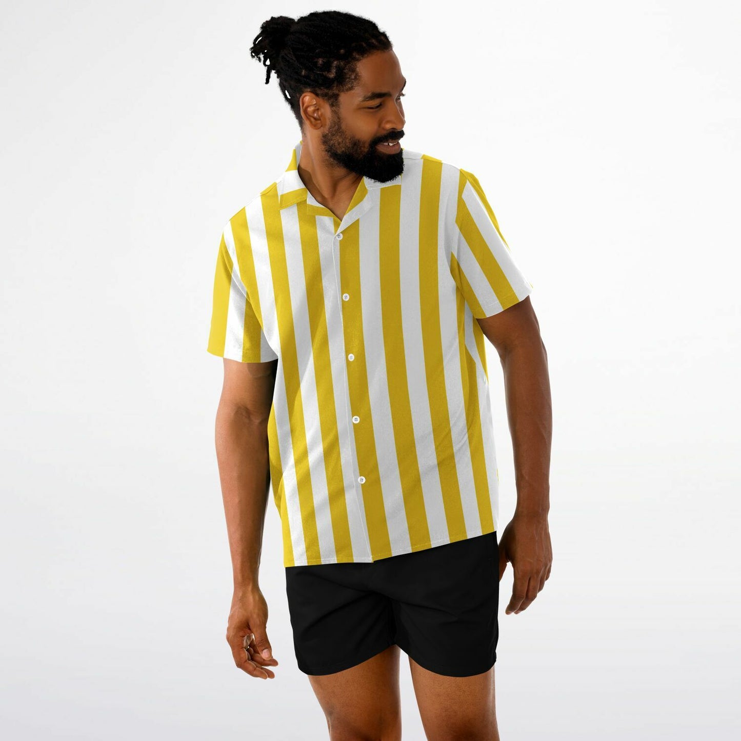 Beachboy Yellow Striped Short Sleeve Button-Down Shirt