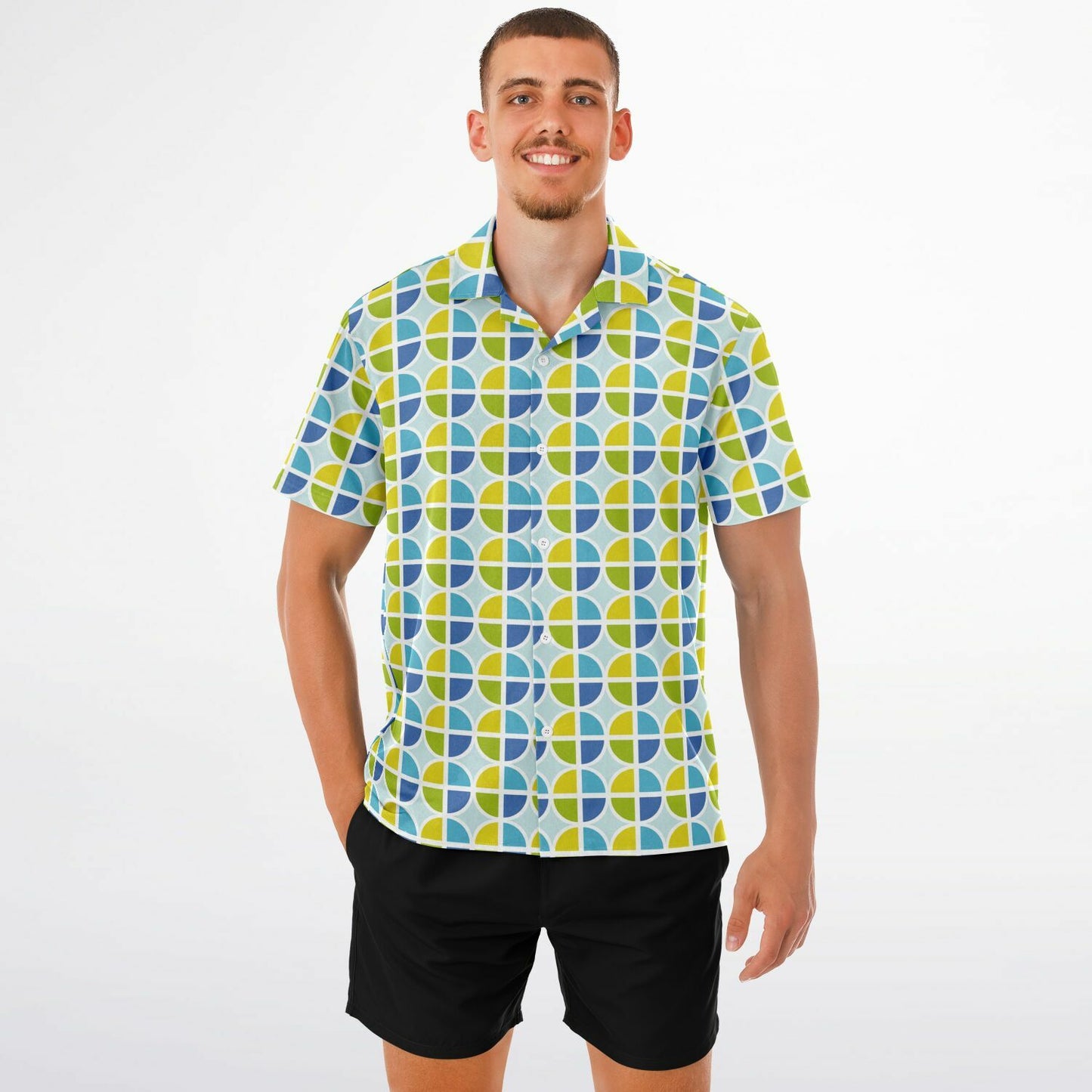 "A View From Up The Coast" Short Sleeve Button-Down Shirt