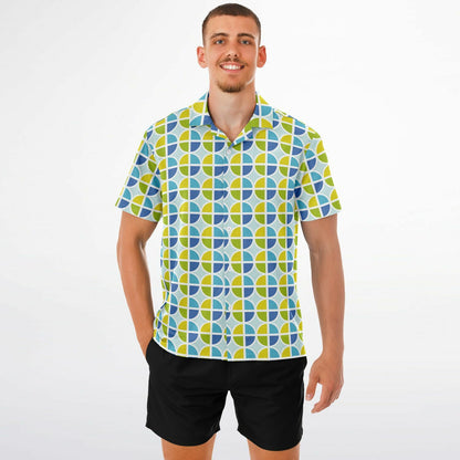 "A View From Up The Coast" Short Sleeve Button-Down Shirt