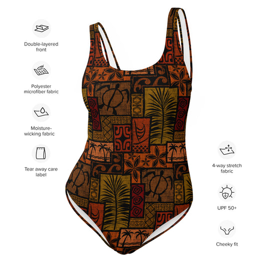 Moku Malihini on black One-Piece Swimsuit