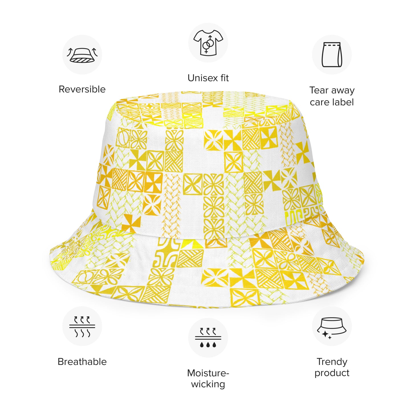 Tapa Tuesday Yellow Reversible bucket hat