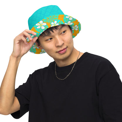 Get Tropical Turquoise Weave Reversible bucket hat