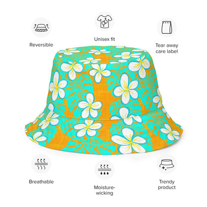 Get Tropical Turquoise Weave Reversible bucket hat